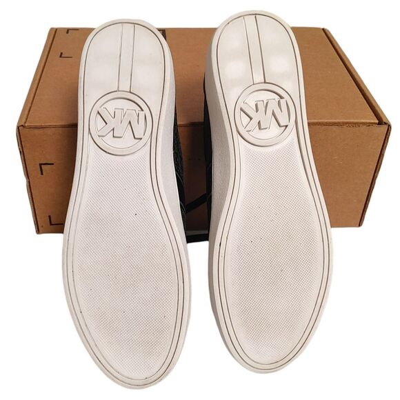 Michael Kors Juno Stripe Logo Print Lace Up Sneakers Black Grey 9.5 - Picture 6 of 7